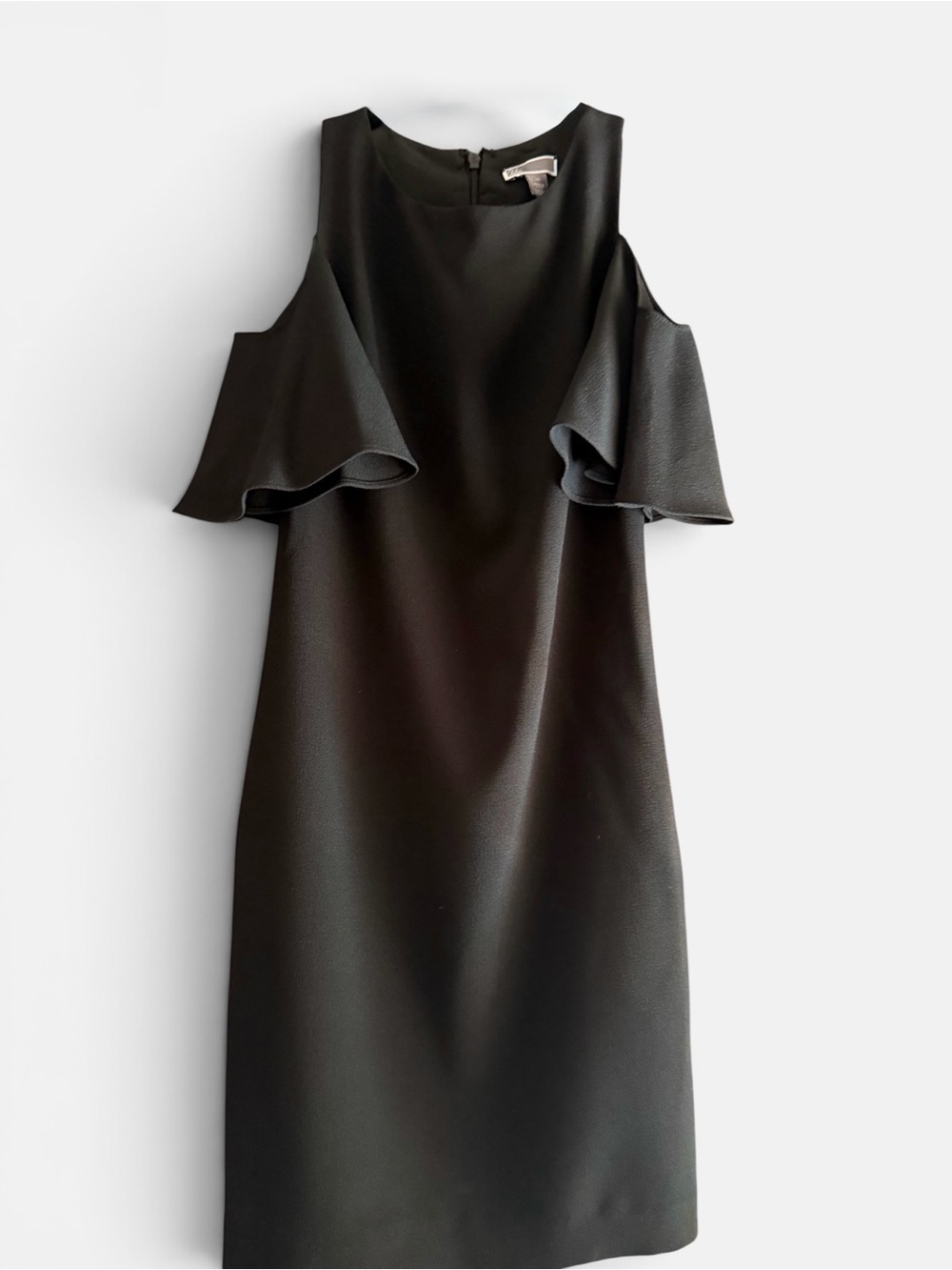 Chelsea28 Black Cold-Shoulder Ruffle Sheath Dress